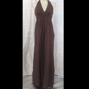 BCBG Small Brown Halter Maxi Sun Dress